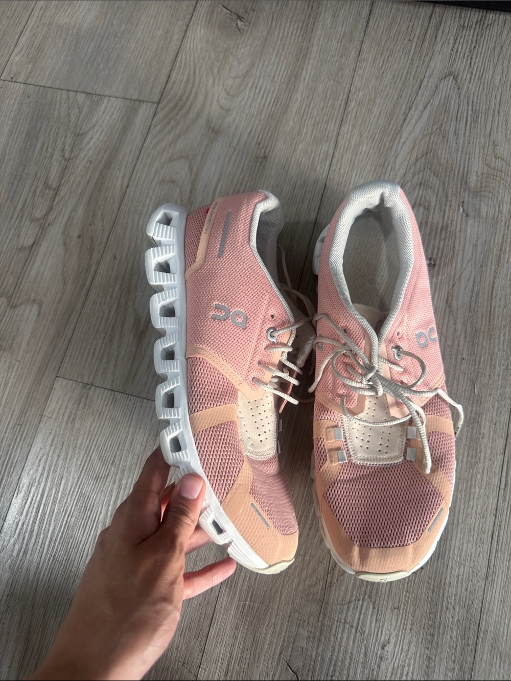 On Running Women’s Pink Peach Mesh Sneakers